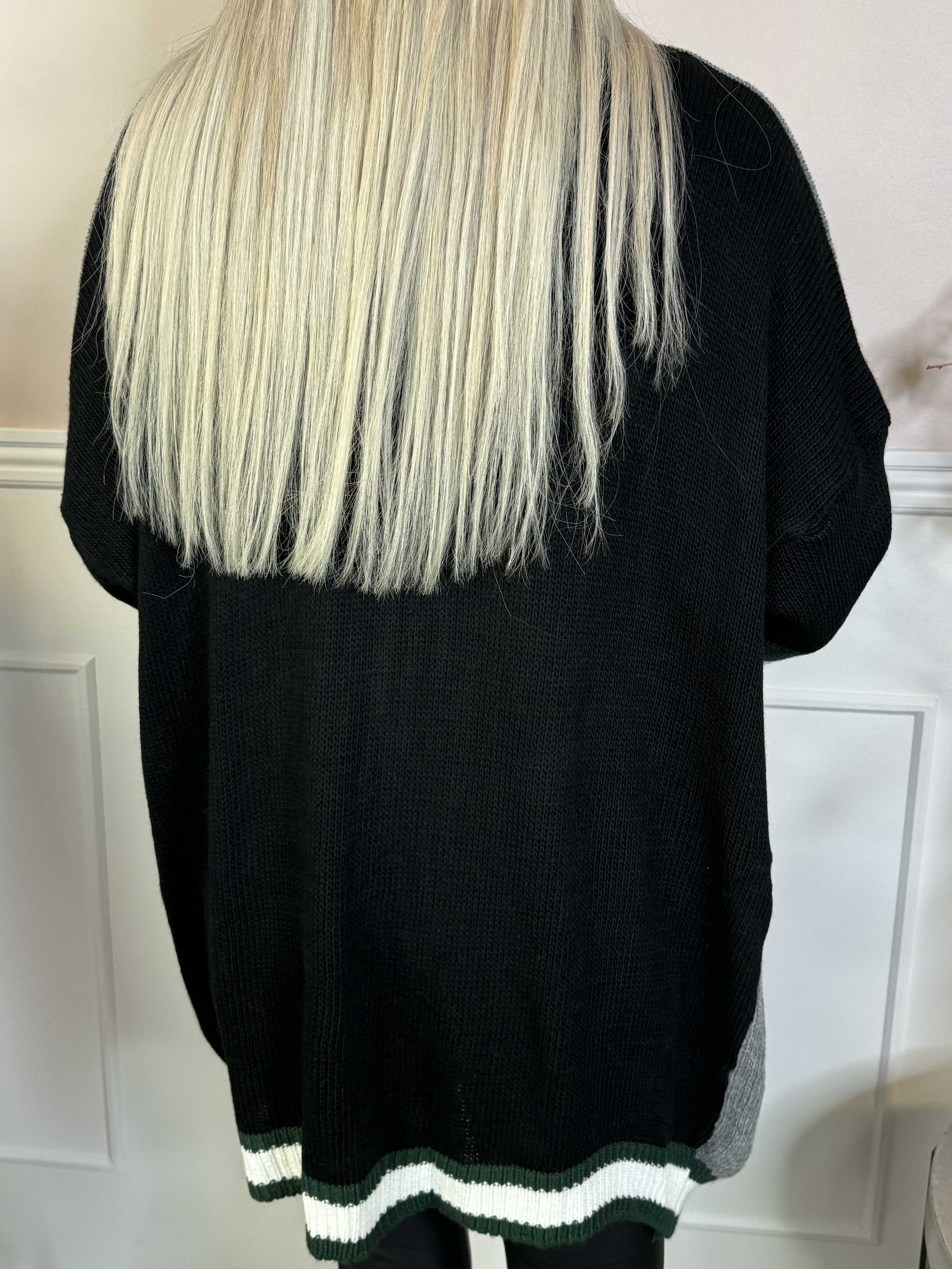 Diah - Flerfarvet college strikcardigan